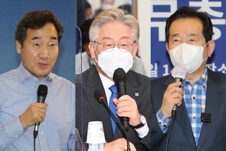 왼쪽부터 이낙연 전 더불어민주당 대표, 이재명 경기지사, 정세균 전 국무총리. (사진=뉴스1)
