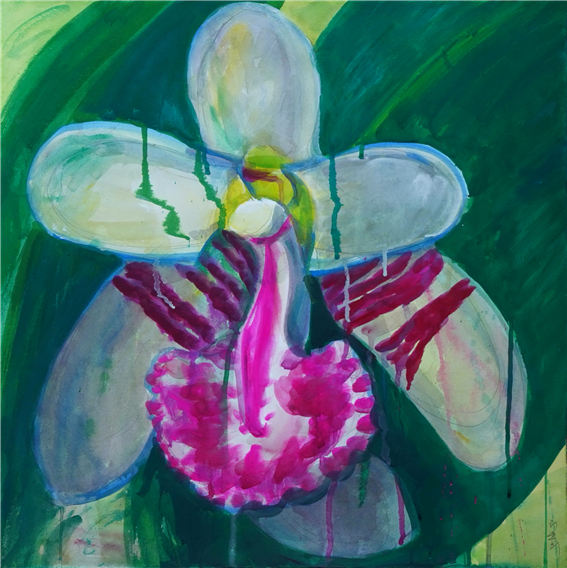 화석-나도 풍란. acrylic on paper 50*50 2021