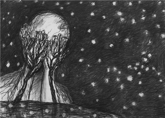 별밤. charcoal on paper 77*107 2021