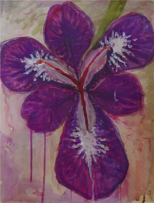 화석-대청 부채 acrylic on paper 50*38 2021