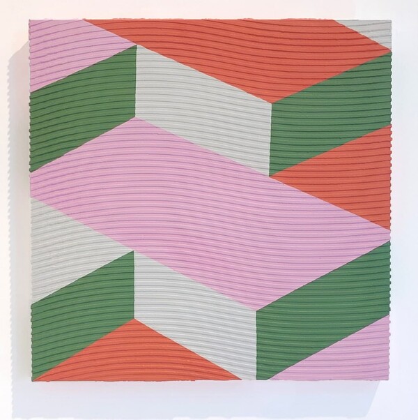 장희진_folded tint_acrylic gouache,gel on modeling made canvas_61x61cm _2021