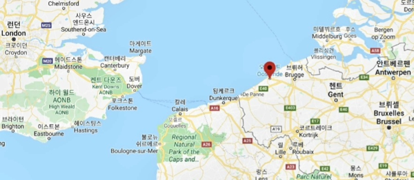 2차 세계대전 핫 플레이스인 도버해협 주변 지도 