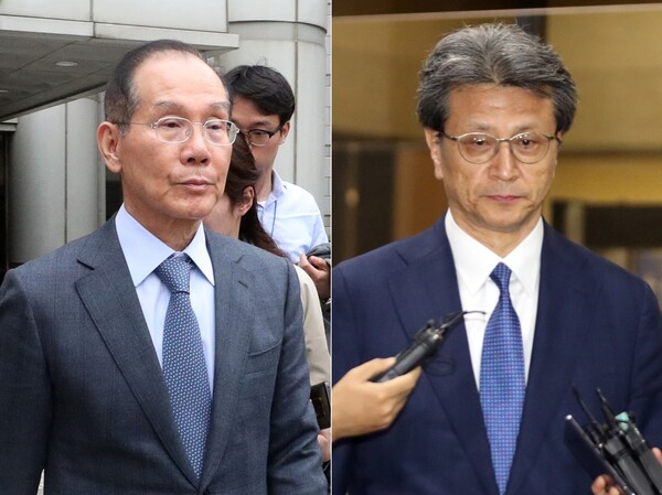 이학수 전 삼성그룹 부회장(왼쪽)과 정현호 삼성전자 사업지원TF 사장. (사진=뉴스1)