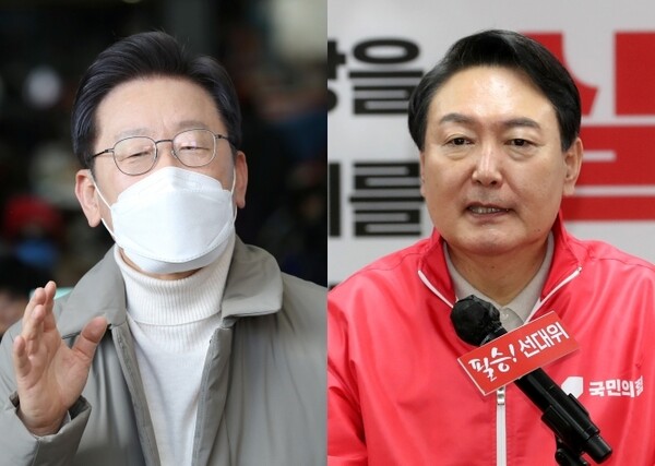 이재명 더불어민주당 대선후보(왼쪽)와 윤석열 국민의힘 대선후보. (사진=뉴스1)
