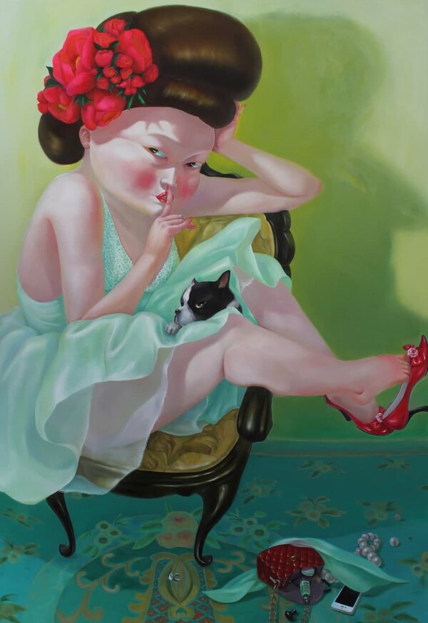 쉿!-Happy time 112.1×162.2 oil on canvas 2015