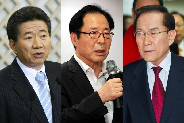 왼쪽부터 고 노무현 전 대통령, 권영길 전 의원, 이회창 전 자유선진당 대표. (사진=노무현재단, 뉴스1)