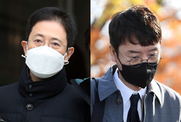 손준성 전 대검찰청 수사정보정책관(왼쪽)과 김웅 국민의힘 의원. (사진=뉴스1)