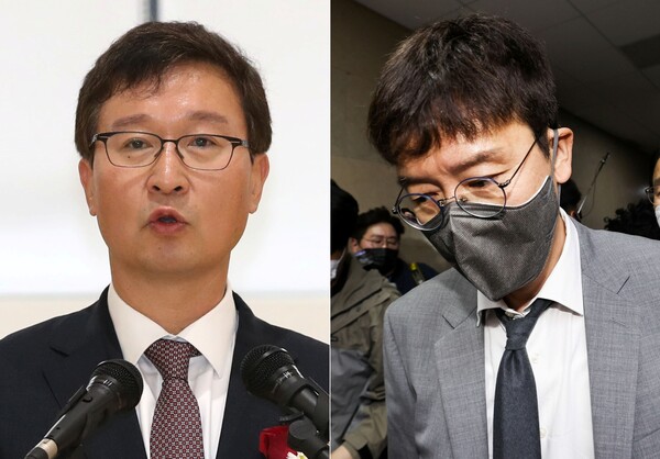 송경호 서울중앙지검장(왼쪽)과 김웅 국민의힘 의원. (사진=뉴스1)