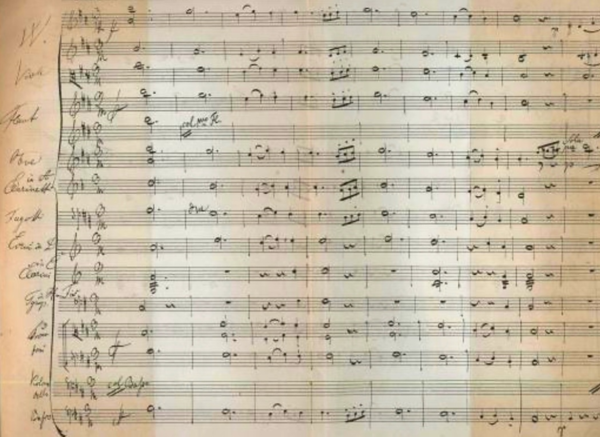 슈베르트가 남긴 '미완성 교향곡' 3악장 스케치 (출처, Wikimedia Commons)