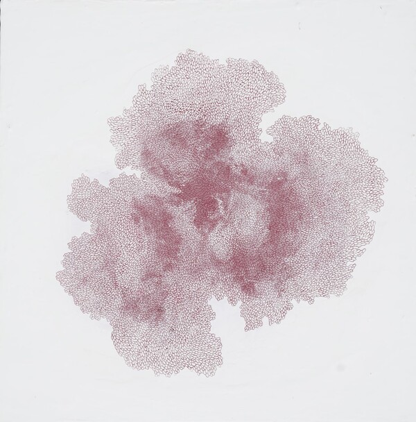 Pricious RED 2022  Acrylic & Diamond powder on panel W60 x H60 / 사진 제공 = 문상미 작가