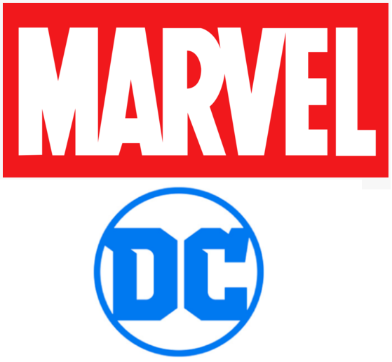 미국 만화의 양대 산맥 마블(위)과 디씨의 로고.
