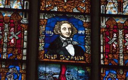 라이프치히 성 토마스교회 스테인드글라스에 그려진 멘델스존.