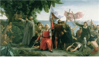 아메리카 신대륙에 최초로 상륙하는 콜럼버스, 디오스코로 테오필로 데 라 푸에블라 톨린, 1862