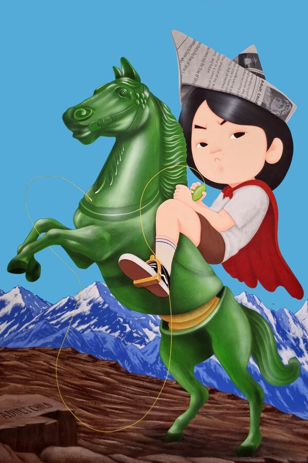 Adult Child (Pumping Horse), 130×194cm, Acrylic on korean paper, 2022