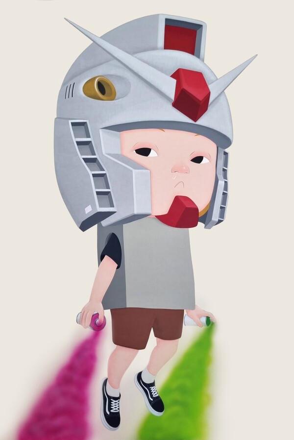 Adult Child (Gundam), 130×194cm, Acrylic on korean paper, 2022