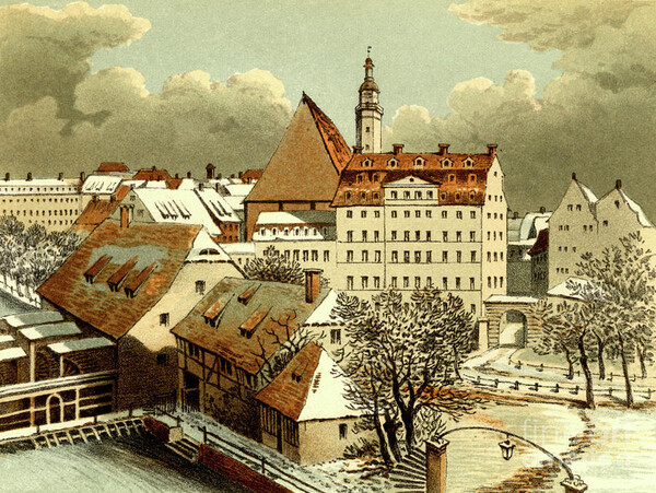 멘델스존이 직접 그린 라이프치히 성 토마스교회 수채화.