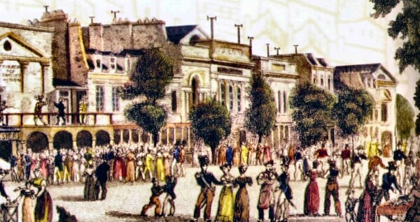 1830년대 파리 시내의 모습을 그린 석판화