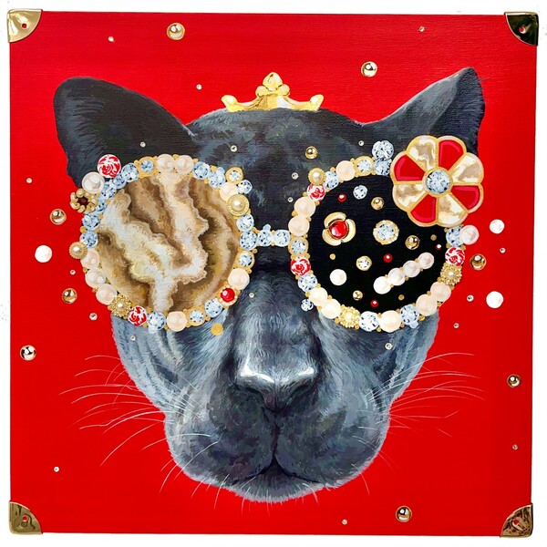 The Fancy Spirit-Trunk(M), 2022, Natural ruby and crystal, Acrylic on Canvas, 50ⅹ50cm  / 제공 =비트리 갤러리 