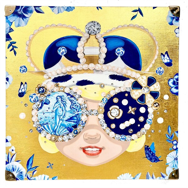  The Fancy Spirit-Trunk(M), 2022, Natural sapphire and crystal, Acrylic on Canvas, 50ⅹ50츠 / 제공 = 비트리 갤러리