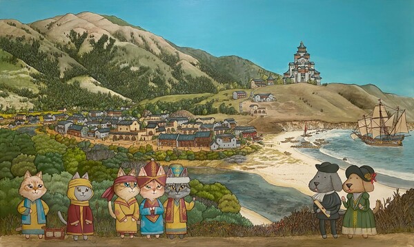 Meeting Acrylic on panel, 162×97cm 2022