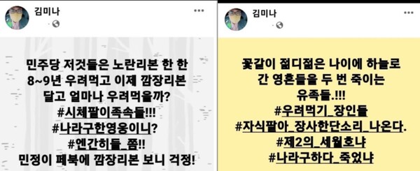 김미나 국민의힘 창원시의원이 자신의 페이스북에 올린 게시물. (사진=김미나 국민의힘 창원시의원 페이스북 캡처)