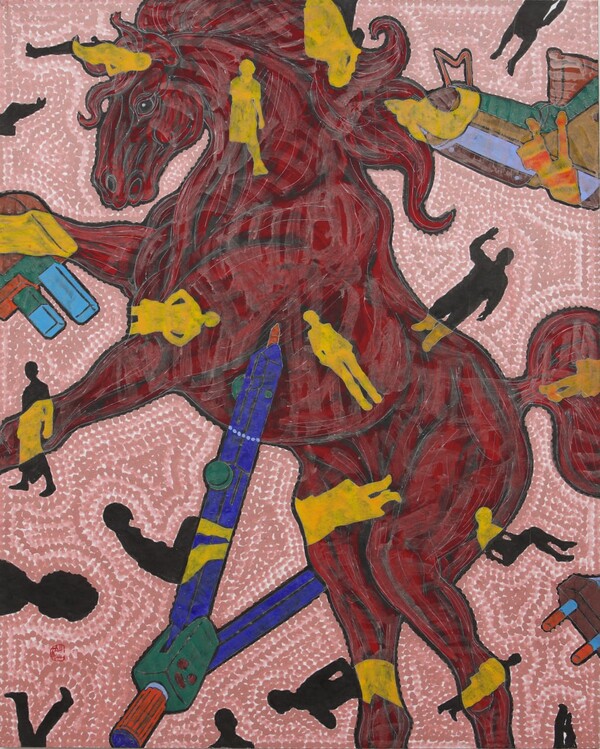 유목동물+인간문명 2010-36, 162×130cm 한지에 수묵채색 2010