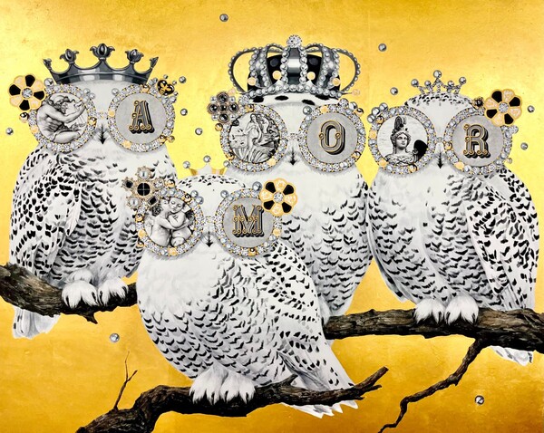 The Fancy Spirit 2023 colored on Korean paper Applied 24k Gold leaf 91×116cm