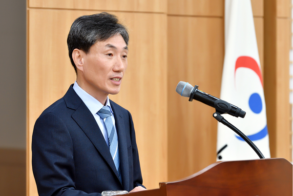 김영신 신임 감사위원이 지난 16일 취임사를 하고 있다. (사진=감사원 제공)