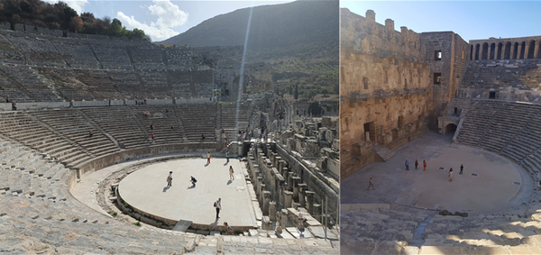 튀르키예에 남아있는 로마 제국의 원형 경기장. (좌> 에페소스, 우> 안탈리아)  