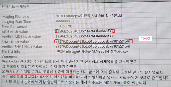 검찰이 이진동 뉴스버스 대표에게 준 압수 전자정보 상세목록. 