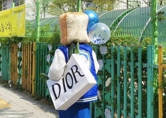 22대 총선 투표 당일인 10일 대구 한 투표서 인근에서 'DIOR'(디올)이라고 적힌 가방에 '대파'를 넣고 투표를 하러 가는 유권자. (사진=커뮤니티 캡처)