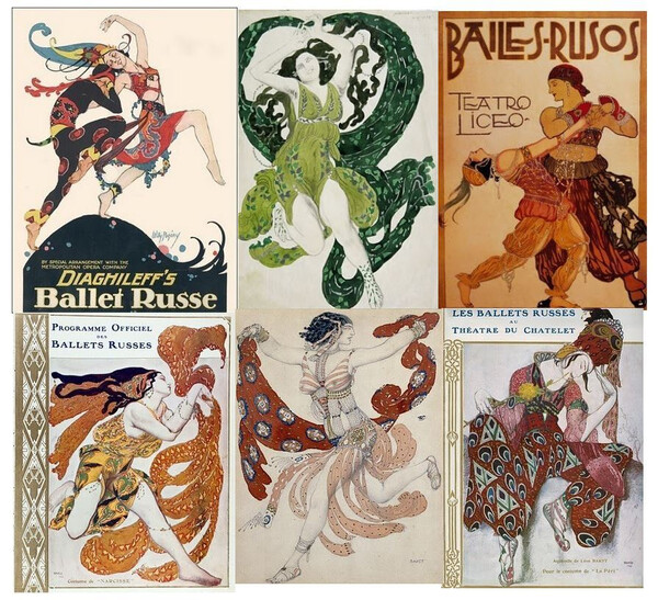 1910~20년대 발레 뤼스의 공연 포스터 포음.