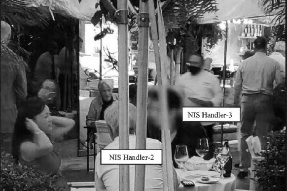 2020년 8월 美 FBI가 포착한 수미 테리와 국정원 요원들의 식사 자리. (사진=미 연방검찰 기소장)