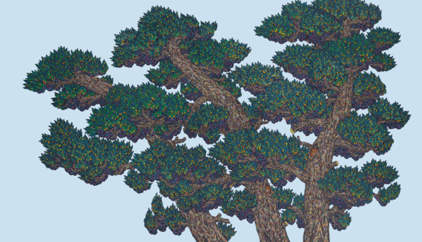 Hidden Place - Three Tree종이에 혼합재료 85ⅹ148cm 2024 / 제공= 토포하우스