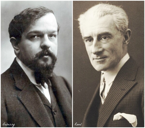 미묘한 관계였던 드뷔시와 라벨(오른쪽).