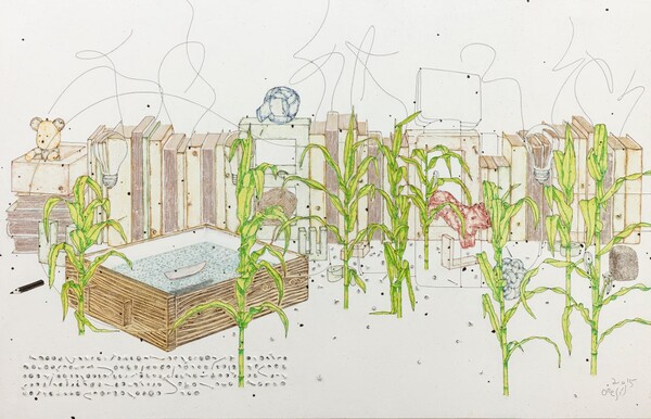 오래된 시, 98.5ⅹ150cm mixed media on canvas 2015.