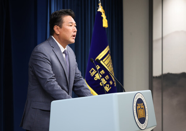 김태효 국가안보실 제1차장이 지난 18일 서울 용산 대통령실 청사에서 '캠프데이비드 정상회의' 1주년 한미일 협력 성과 등 현안에 대해 브리핑하고 있다. (사진=연합뉴스)