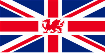 덧셈) 웨일스인들이 희망하는 가상의 유니언 잭. 그들 국기의 심벌인 레드 드래건이 들어감.