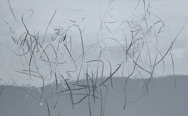 선을 찾아 자유를 즐기다 Charcoal, Acrylic on canvas 72.7ⅹ116.8cm 2022 