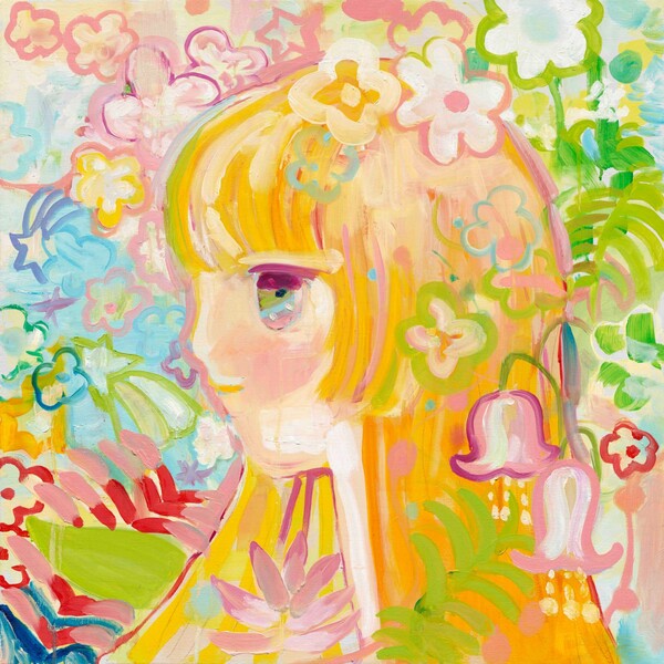 Clovers, Oil and acrylic on canvas 51 x 51cm 2024.