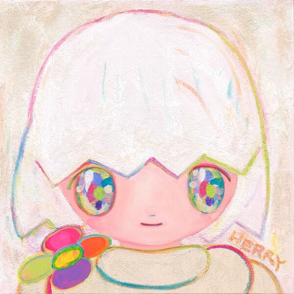 Smile, Acrylic on canvas 76 x 76 x 2.5 cm 2024.