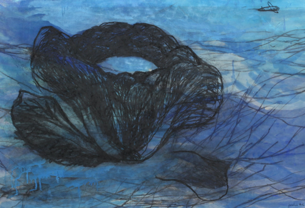 파란 배추 acrylic, charcoal 78ⅹ113cm 2017 / 제공 = 허윤희