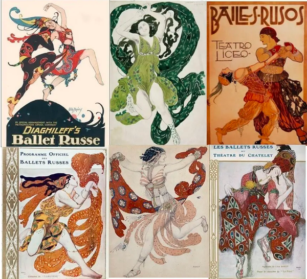 발레 뤼스 공연들의 오리지널 포스터 모음.