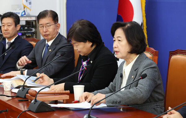  추미애 더불어민주당 윤석열내란진상조사단 단장이 26일 오전 국회에서 열린 '윤석열내란진상조사단' 회의에서 발언하고 있다.  (사진=연합뉴스)