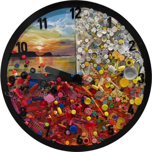 9시46분, 패널에 아크릴릭, 바다에서 주운 쓰레기(marine debris) 87x87cm 2021