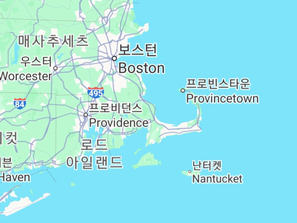 19세기 미국 포경업의 중심 도시 낸터켓(Nantucket). '모비 딕'의 피쿼드호의 출항지 (출처, 구글맵)