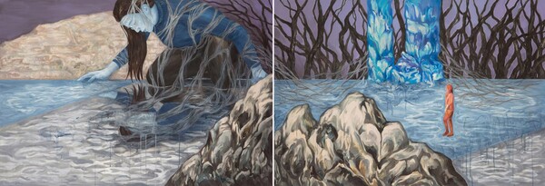 응시하다 캔버스에 과슈 아크릴, 260*89cm 2017