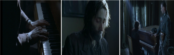  영화 '피아니스트'의 하이라이트라 할 수 있는 쇼팽의 '발라드 1번' 연주 장면 (출처, 씨네월드)