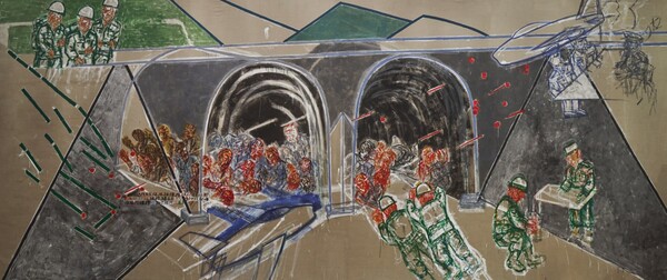 노근리, 400 x 990cm acrylic on linen 2019