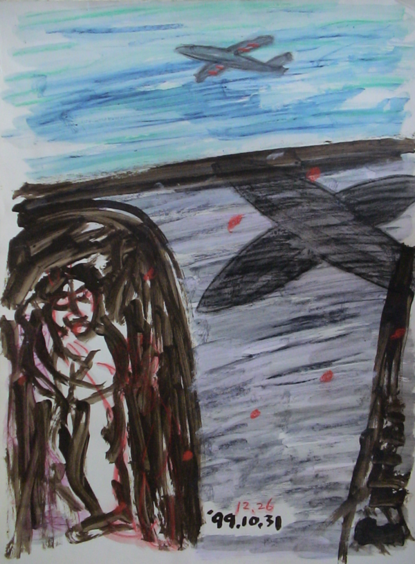 P1999-1031 노근리 Acrylic, Pastel on paper 76.2x55.6cm